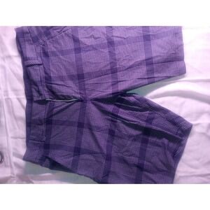 Lululemon Athletica‎ Mens 40 Shorts Spandex Blend Blue White Check, Lines